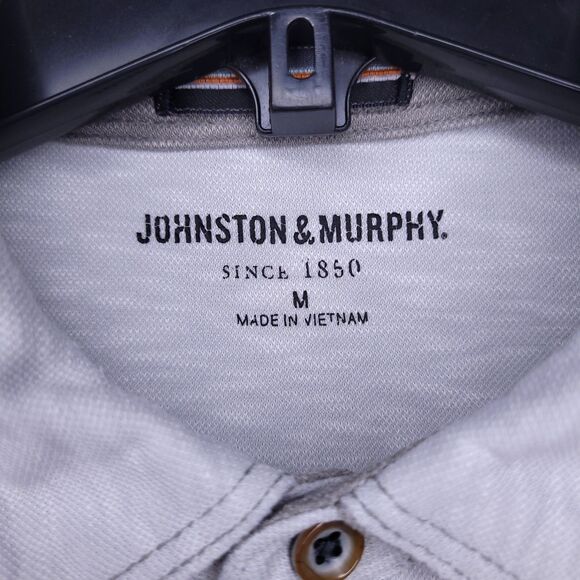 Johnston & Murphy Polo Shirt Mens Medium Light Gray - Picture 10 of 12